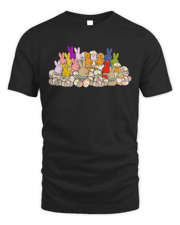 Easter T- Shirt Easter Bunny Rabbits Chicks and Easter Eggs T- Shirt