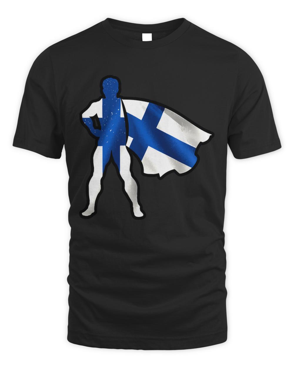 Finland Flag T- Shirt Finland Hero Wearing Cape of Finland Flag Hope and Peace Unite in Finland T- Shirt