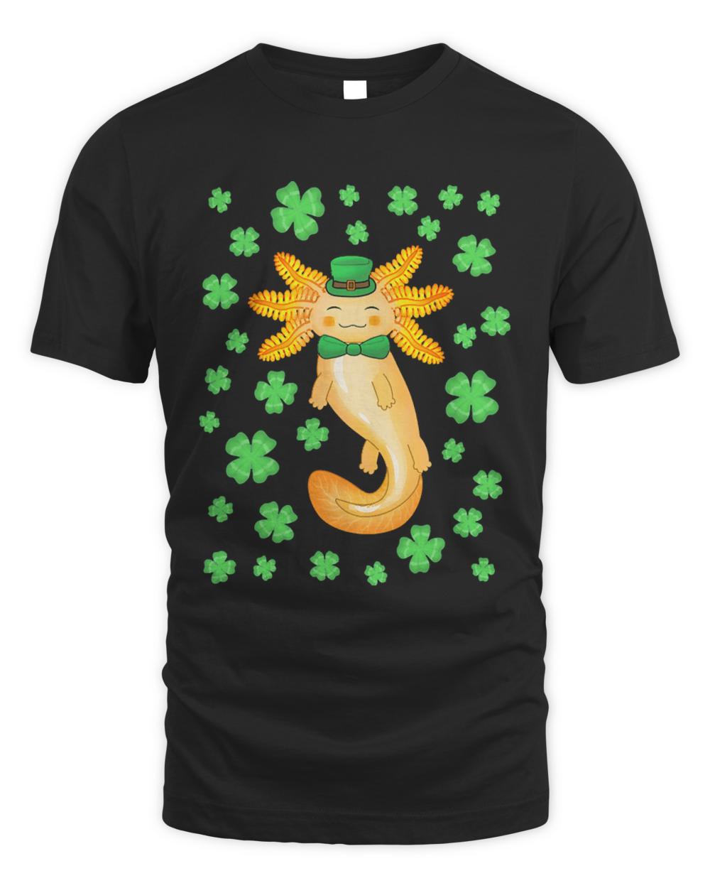 St Patrick T- Shirt Golden Saint Patrick's day axolotl T- Shirt