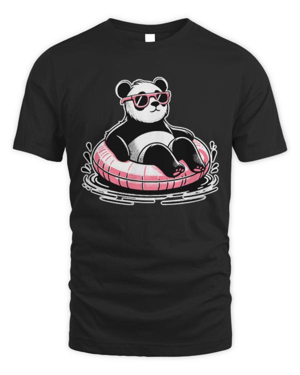 Panda T-ShirtPool Party Panda in Sunglasses on a Pink Float Funny Pool Panda T-Shirt_by KsuAnn_ (5)