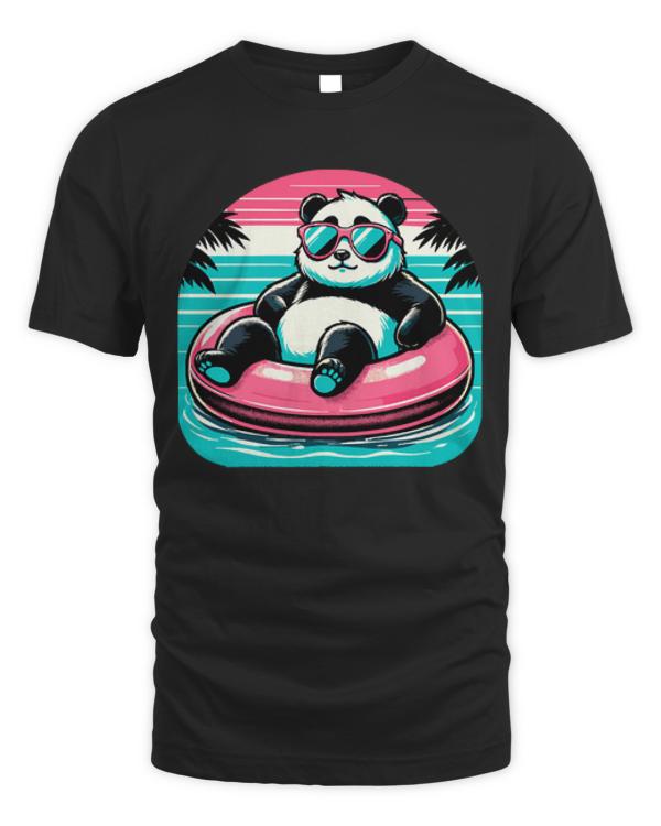 Panda T-ShirtPool Party Panda in Sunglasses on a Pink Float Funny Pool Panda T-Shirt_by KsuAnn_ (2)