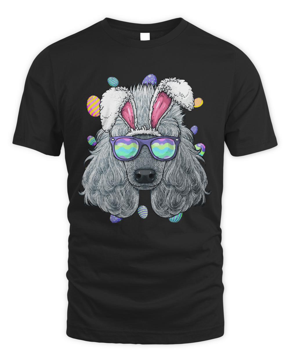 Poodle Easter T- Shirt Poodle Easter Bunny Ears Dog Funny Easter Eggs Hunting T- Shirt
