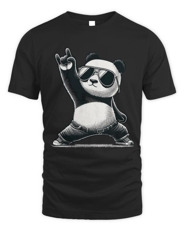 Panda T-ShirtRetro Panda Rock Music Gift Funny Panda T-Shirt_by KsuAnn_ (2)