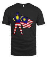 Malaysian Flag T- Shirt Malaysian Hero Wearing Cape of Malaysia Flag Proud To Be Malaysian Team T- Shirt