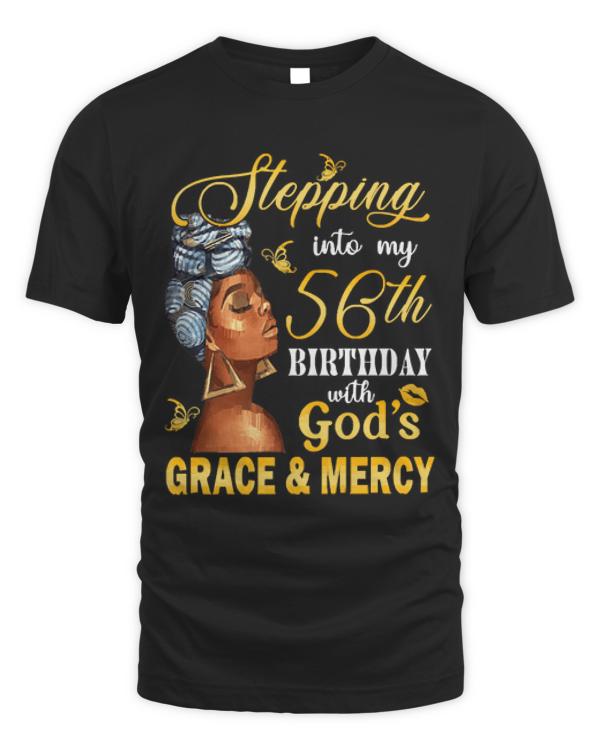 56th Birthday T-ShirtStepping Into My 56th Birthday With God's Grace & Mercy Bday T-Shirt (22)
