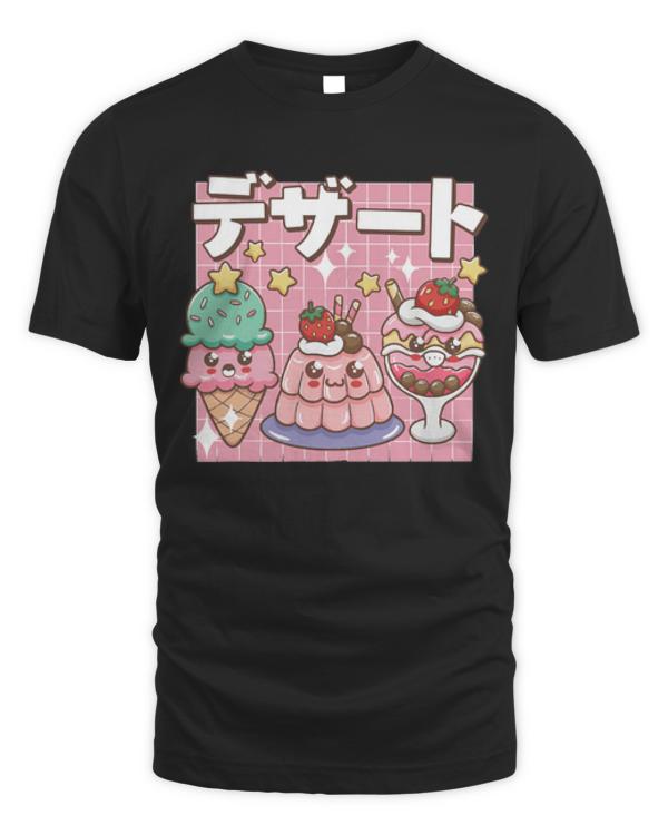 Kawaii Food T-ShirtFunny Retro 90s Japanese Kawaii Dessert Cartoon Anime T-Shirt_by DetourShirts_