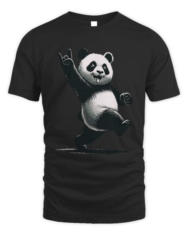 Panda T-ShirtRetro Panda Rock Music Gift Funny Panda T-Shirt_by KsuAnn_ (1)