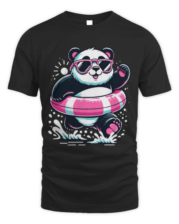 Panda T-ShirtPool Party Panda in Sunglasses on a Pink Float Funny Pool Panda T-Shirt_by KsuAnn_ (6)