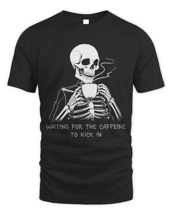 Halloween T-ShirtFunny Skeleton Goth Men Women Funny Halloween Coffee T-Shirt_by KsuAnn_