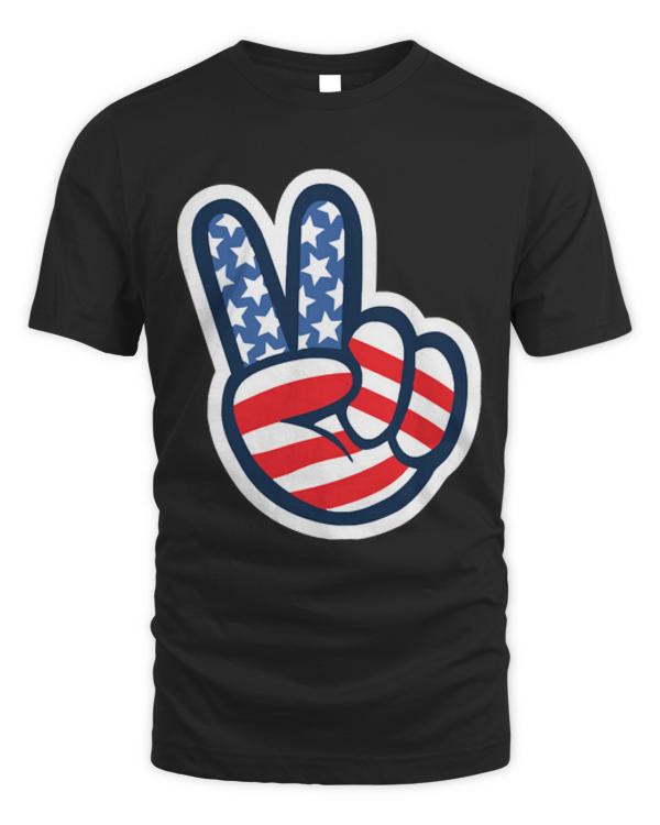 Peace Sign Hand T-ShirtPeace Sign Hand USA America T-Shirt_by DetourShirts_