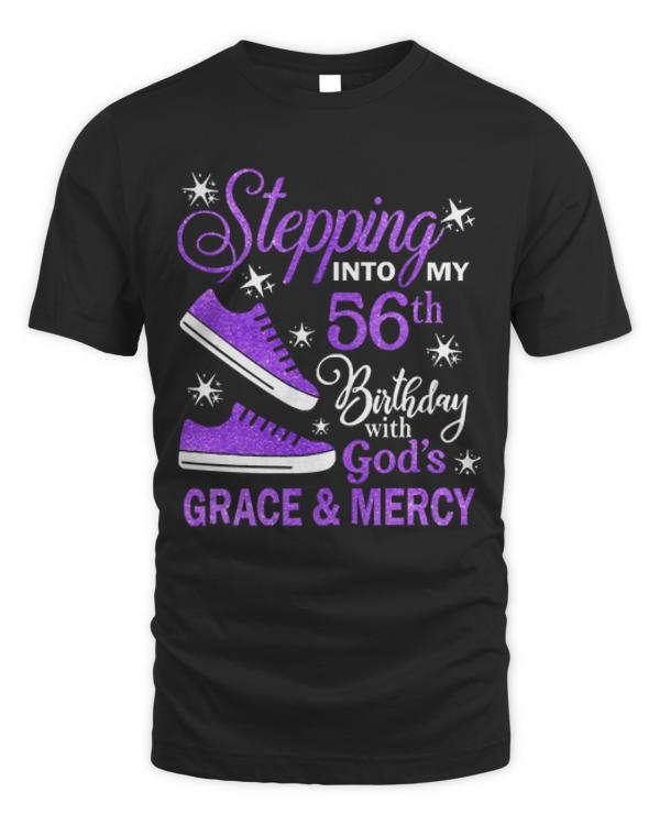 56th Birthday T-ShirtStepping Into My 56th Birthday With God's Grace & Mercy Bday T-Shirt (15)