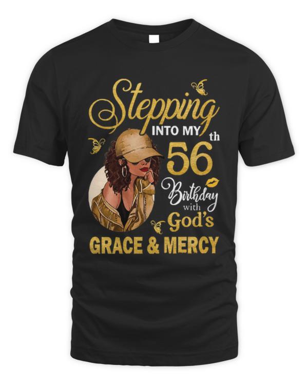 56th Birthday T-ShirtStepping Into My 56th Birthday With God's Grace & Mercy Bday T-Shirt (19)