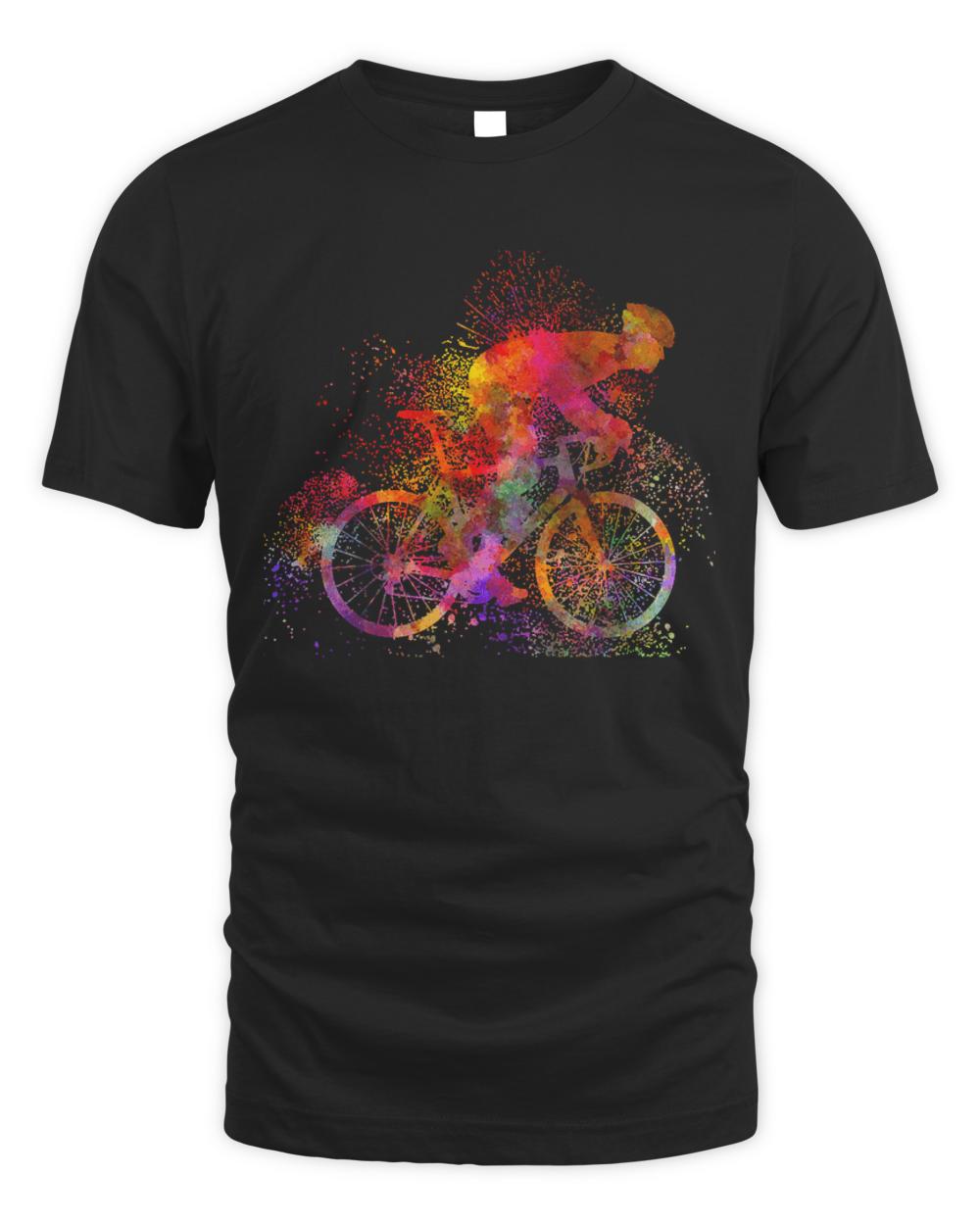 Ccyclist T- Shirtccyclist road bike in watercolor T- Shirt