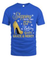 57th Birthday T-ShirtStepping Into My 57th Birthday With God's Grace & Mercy Bday T-Shirt (16)