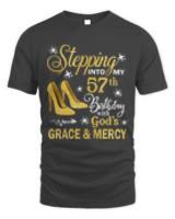 57th Birthday T-ShirtStepping Into My 57th Birthday With God's Grace & Mercy Bday T-Shirt (8)