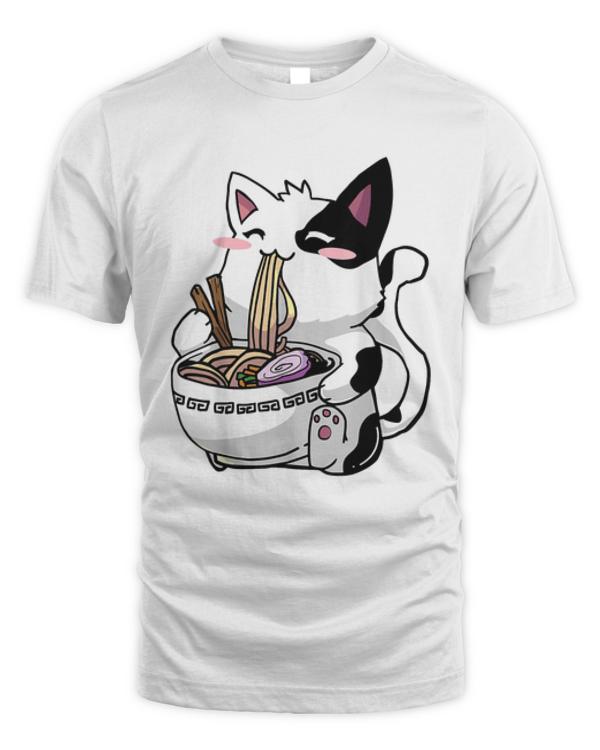 The Cat Eat Noodles Funny T Shirt for Cat Lovers