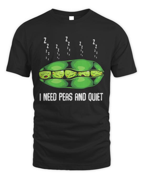 Vegetables T- Shirt Peas - I Need Peas And Quiet - Cute Sleeping Vegetables T- Shirt