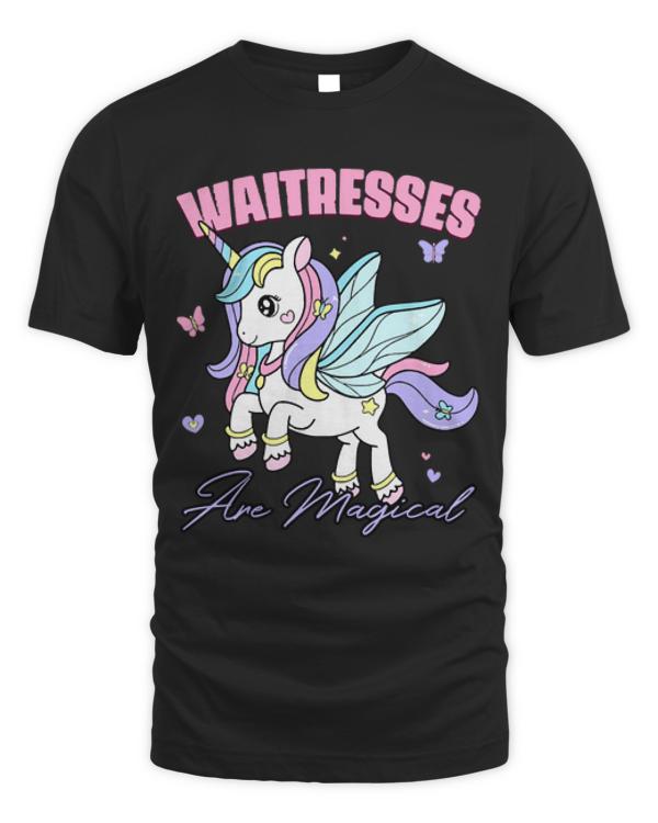 Waitress T- Shirt Awesome Unicorn Waitresses Are Magical For A Waiting Staff T- Shirt