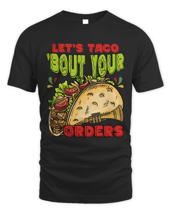 Waitress T- Shirt Let's Taco Bout Funny Waiter Server Restaurant Waiting Staff T- Shirt