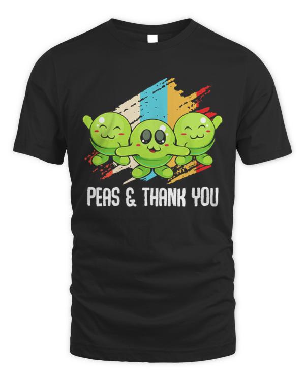 Vegetables T- Shirt Peas - Peas & Thank You - Cute Vegan Pun T- Shirt