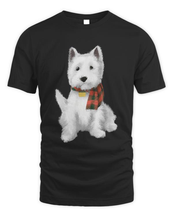 West Highland White Terrier T- Shirt Cute West Highland White Terrier Drawing T- Shirt