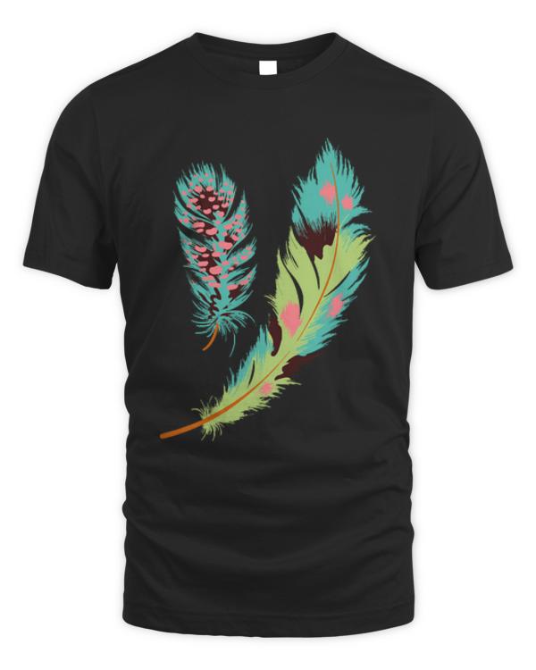 Feathers Design T- Shirt Ethnic bright feathers in boho style. T- Shirt