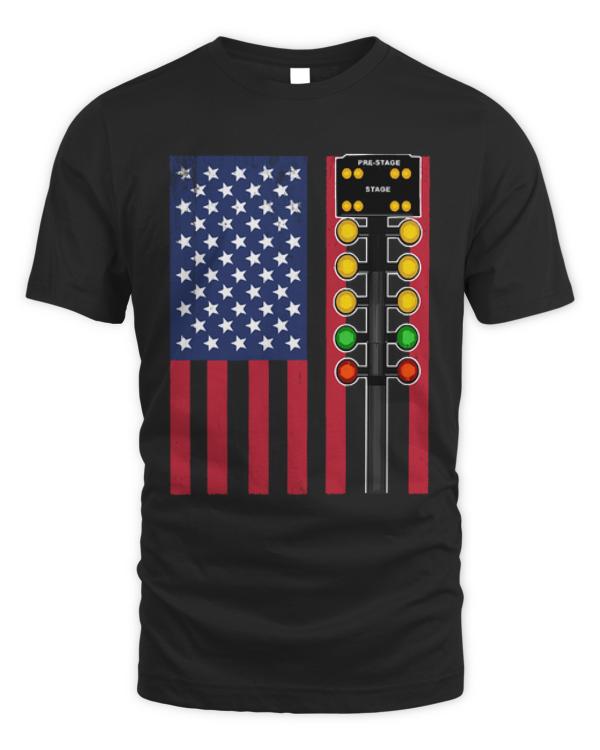 Drag Racing T-ShirtDrag Racing - Drag Racer USA Flag T-Shirt