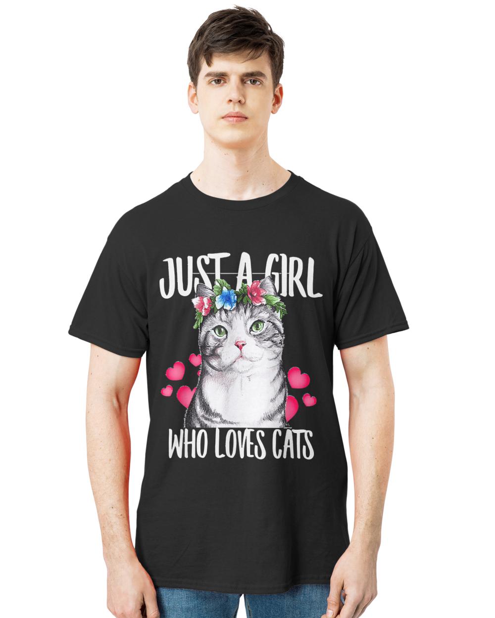 Cat T- Shirt A girl loves a cat T- Shirt