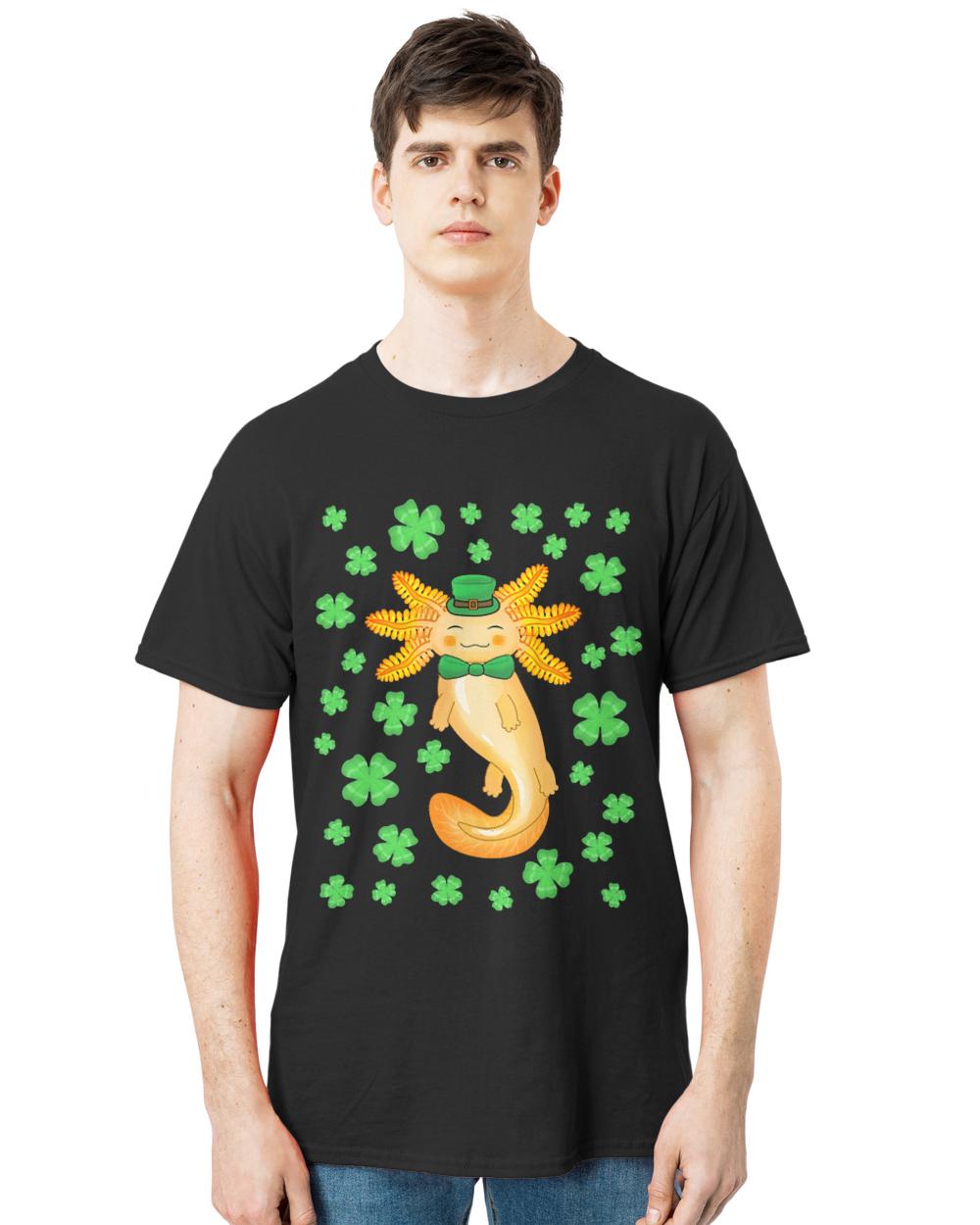 St Patrick T- Shirt Golden Saint Patrick's day axolotl T- Shirt