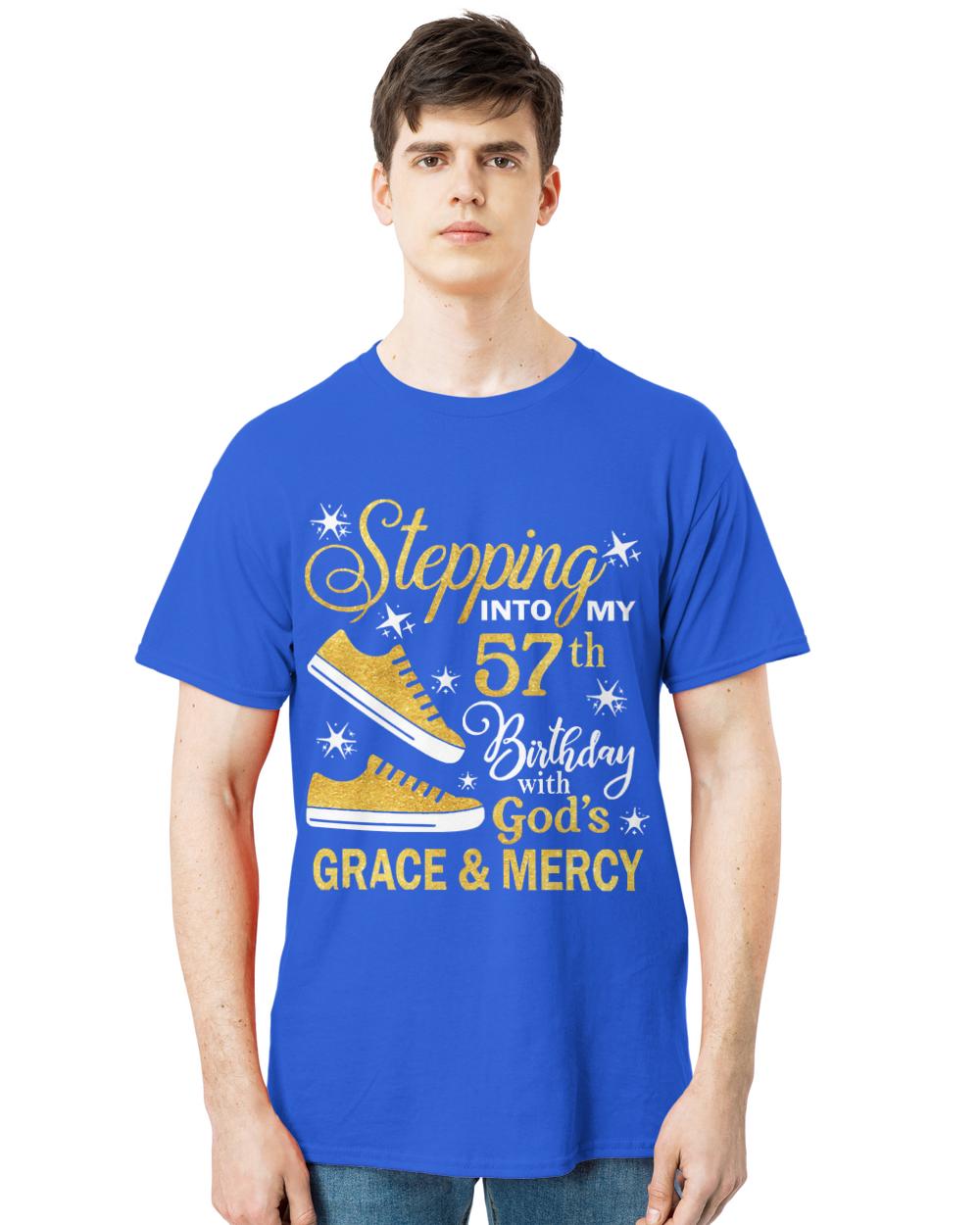 57th Birthday T-ShirtStepping Into My 57th Birthday With God's Grace & Mercy Bday T-Shirt (14)