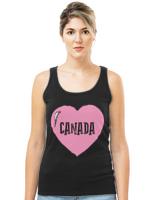 Canada T- Shirt I love Canada - Vintage Canada Text in Pink Heart T- Shirt