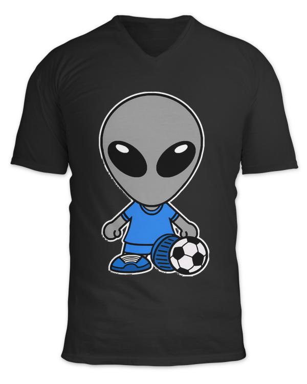 Football T- Shirt Soccer Football Gray Alien Extraterrestrial T- Shirt